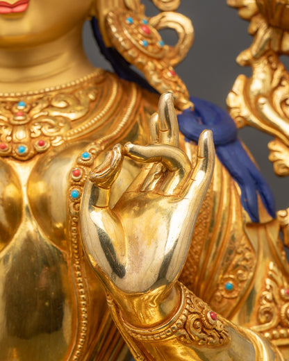 Swift Protector Green Tara Figurine | Traditional Buddhist Statue Nepal