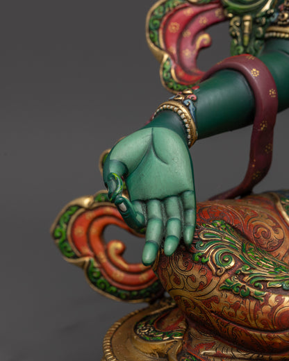 Premium Compassionate Green Tara Statue | Nepalese Buddhist Goddess