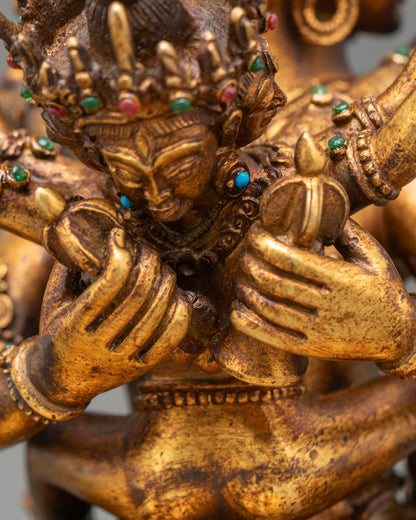 Manjuvajra Statue | Vintage Finish Buddhist Sculpture