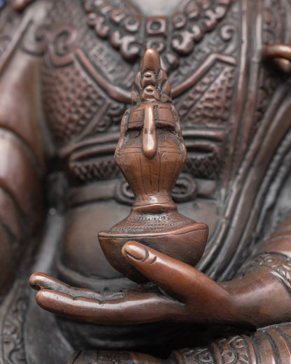 Nepalese Guru Rinpoche Statue | Oxidized Copper Sculpture for Meditation