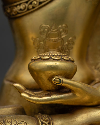 Crowned Shakyamuni Buddha Statue | Traditional Newari Craft