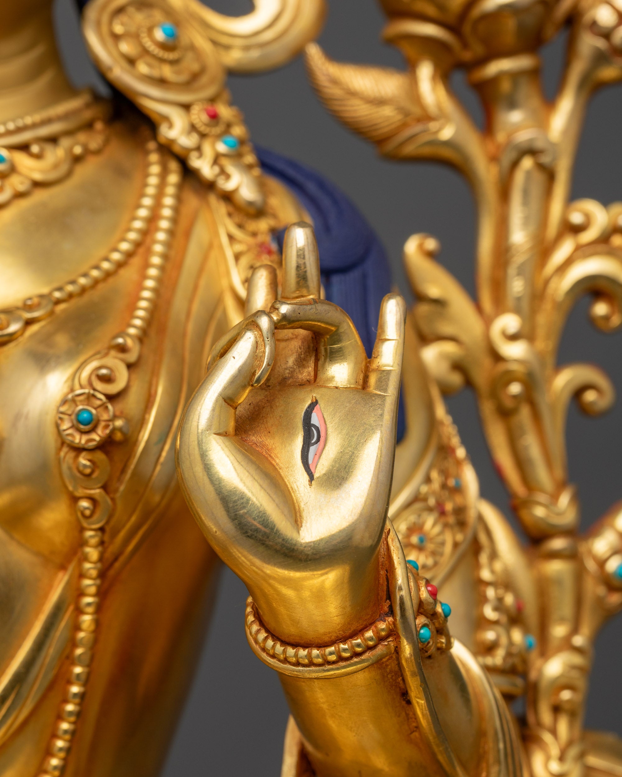 Gold Fire-Gilded White Tara Sculpture | Goddess of Long Life & Healing