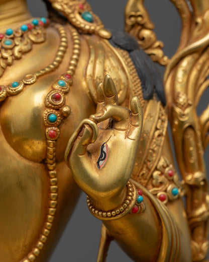 Seven-Eyed White Tara Sculpture | Longevity & Peaceful Energy Decor