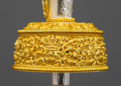 Exquisite Himalayan Bhumba Set | Gold & Silver Plated Ritual Vessels