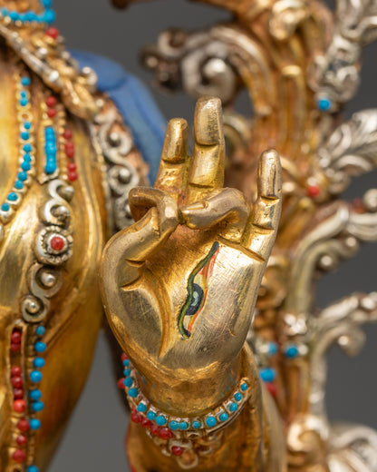 Seven-Eyed Drolma Karpo Statue | Handcrafted Longevity Deity Figurine