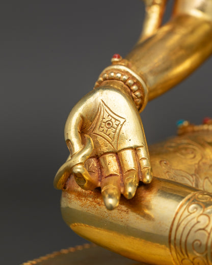 Green Tara Statue with Throne | Himalayan Meditation Sculpture