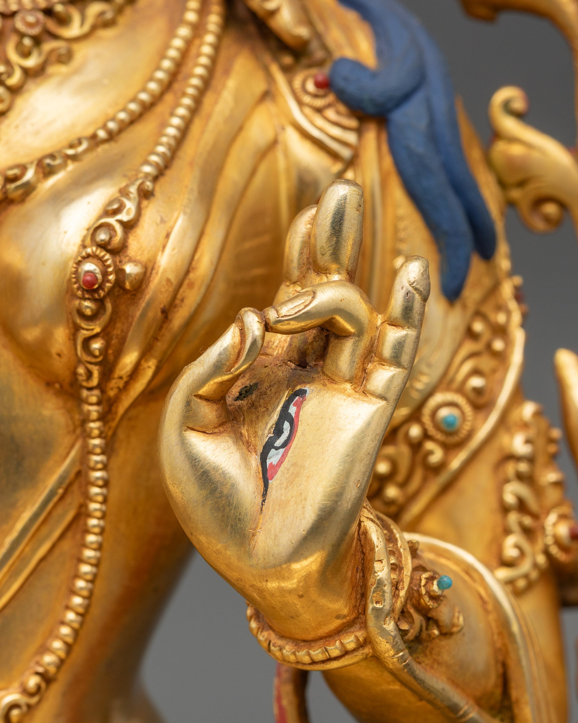 White Tara Drolma Statue | Fire-Gilded With gold Buddhist Sculpture