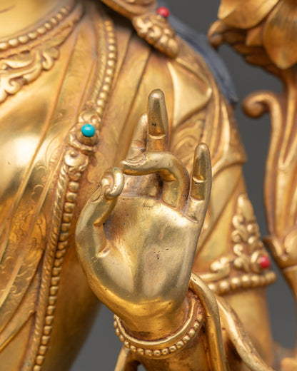 Green Tara Bodhisattva Statue | Traditional Himalayan Copper Sculpture