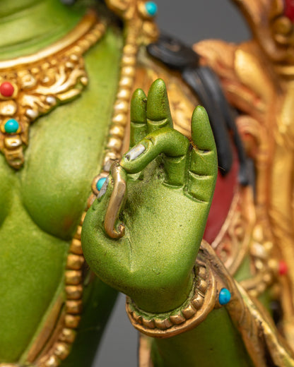 Vivid Green Tara Sculpture | Embrace Compassion and Protection