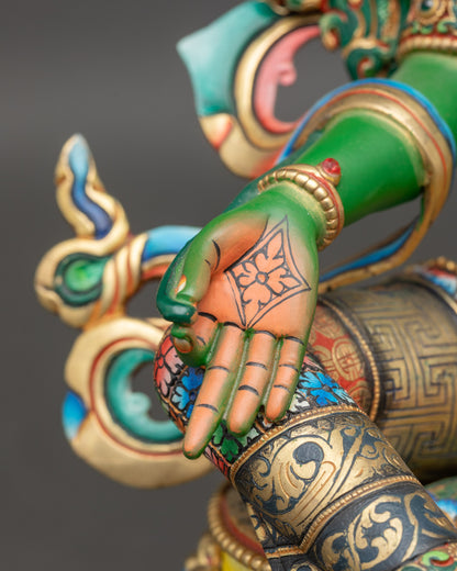 Handmade Green Tara Statue from Nepal | Lost Wax Cased Buddhist Idol