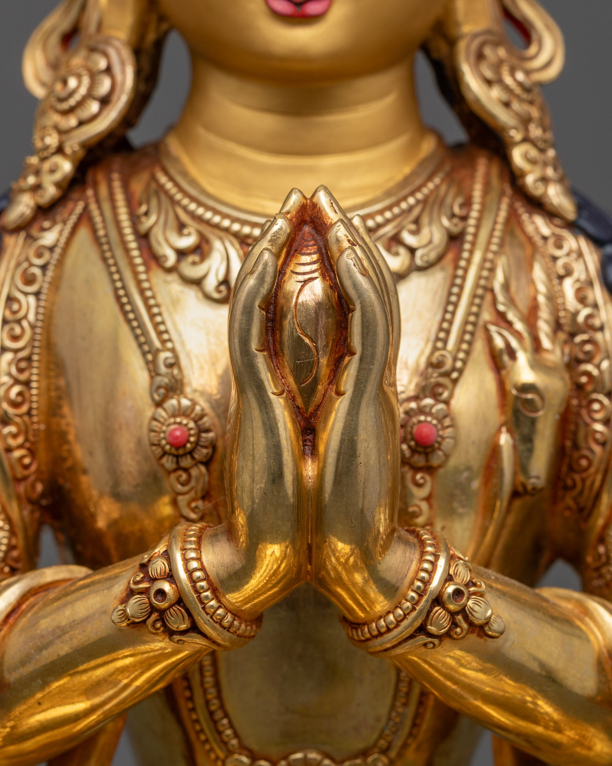 Avalokiteshvara Meditation Statue | 24K Fire Gold-Gilded Sacred Artwork