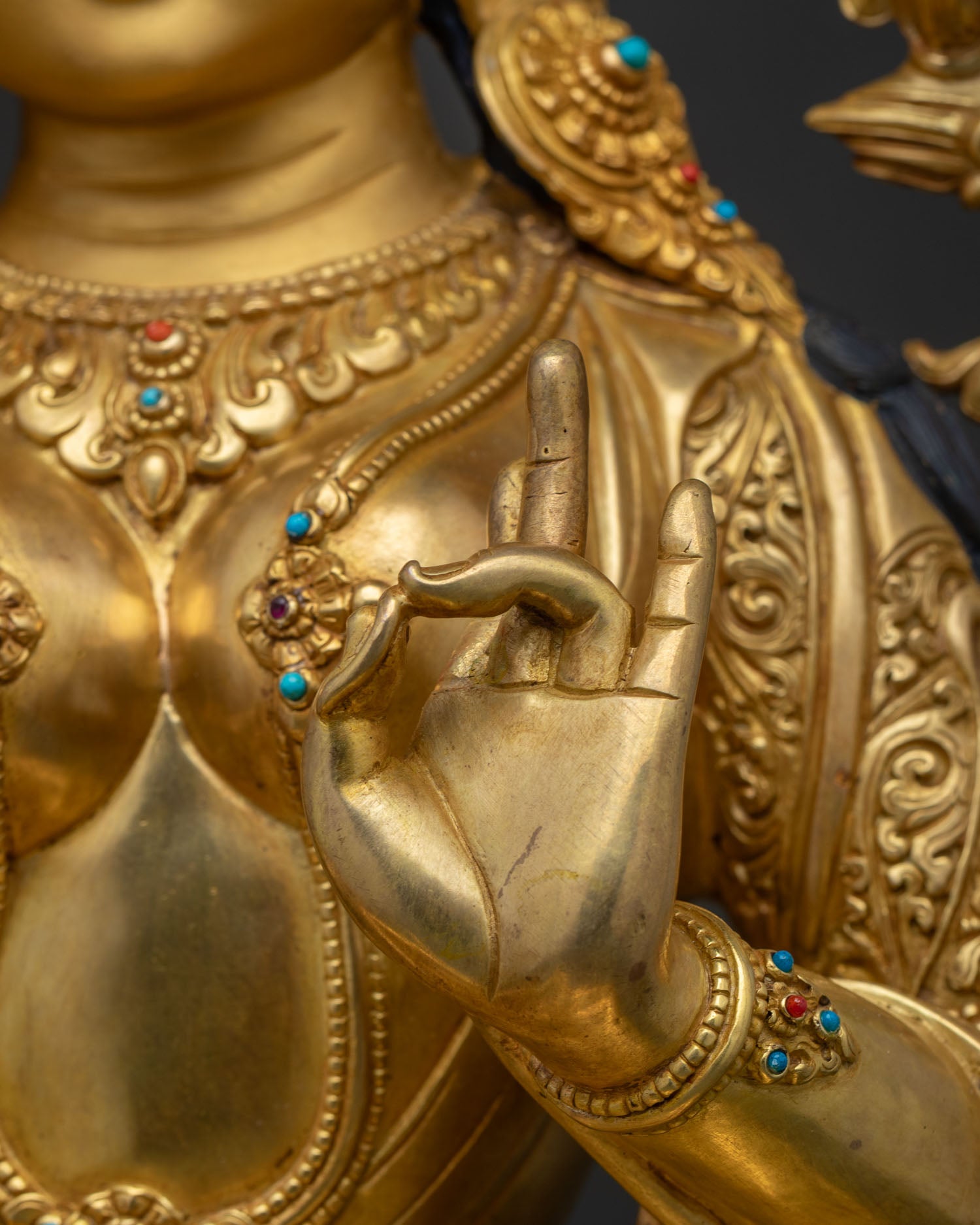 Sacred Green Tara Statue | Traditional Newari Buddhist Artwork