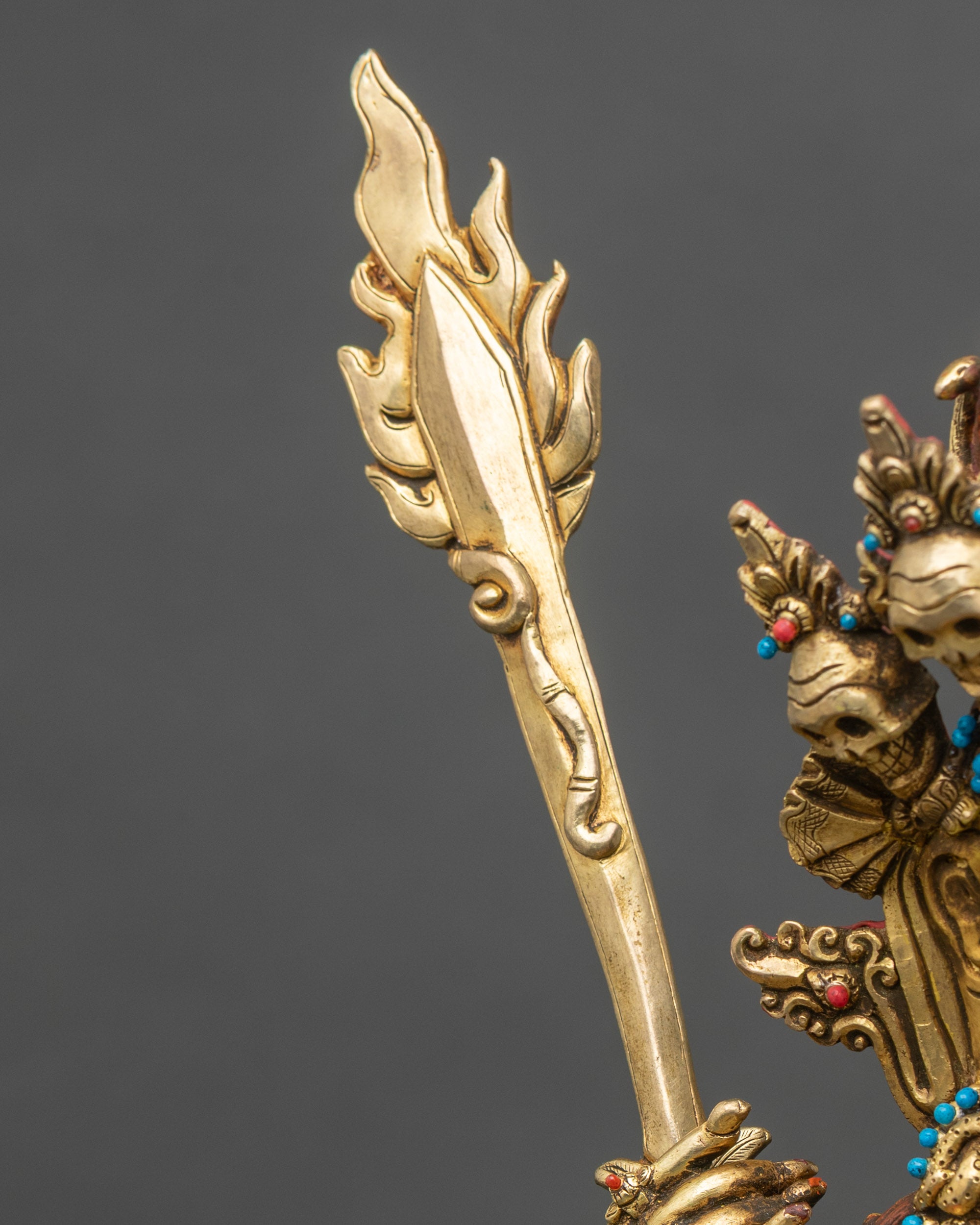 Four-Armed Mahakala Statue | Tibetan Protector Deity Sculpture