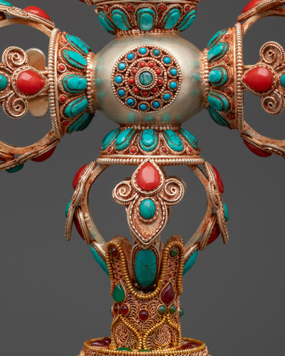 13" Enthroned Bishwo Vajra | Handcrafted Nepalese Ritual Artifact