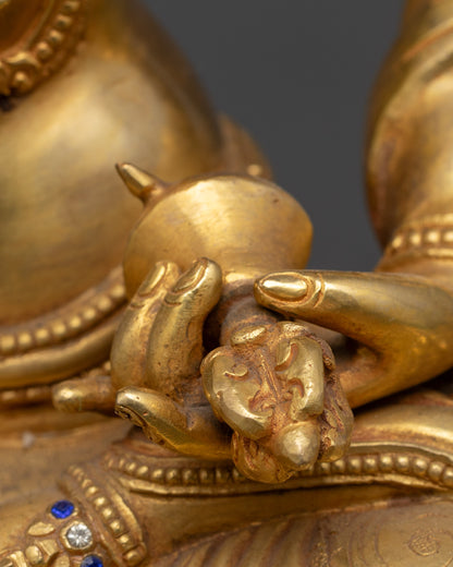 Gold-Gilded Vajrasattva Statue | Handcrafted Tibetan Buddhist Artwork