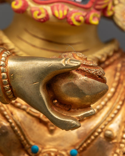 Black Dzambhala Statue | 24K Gold-Fire Gilded Sculpture for Wealth