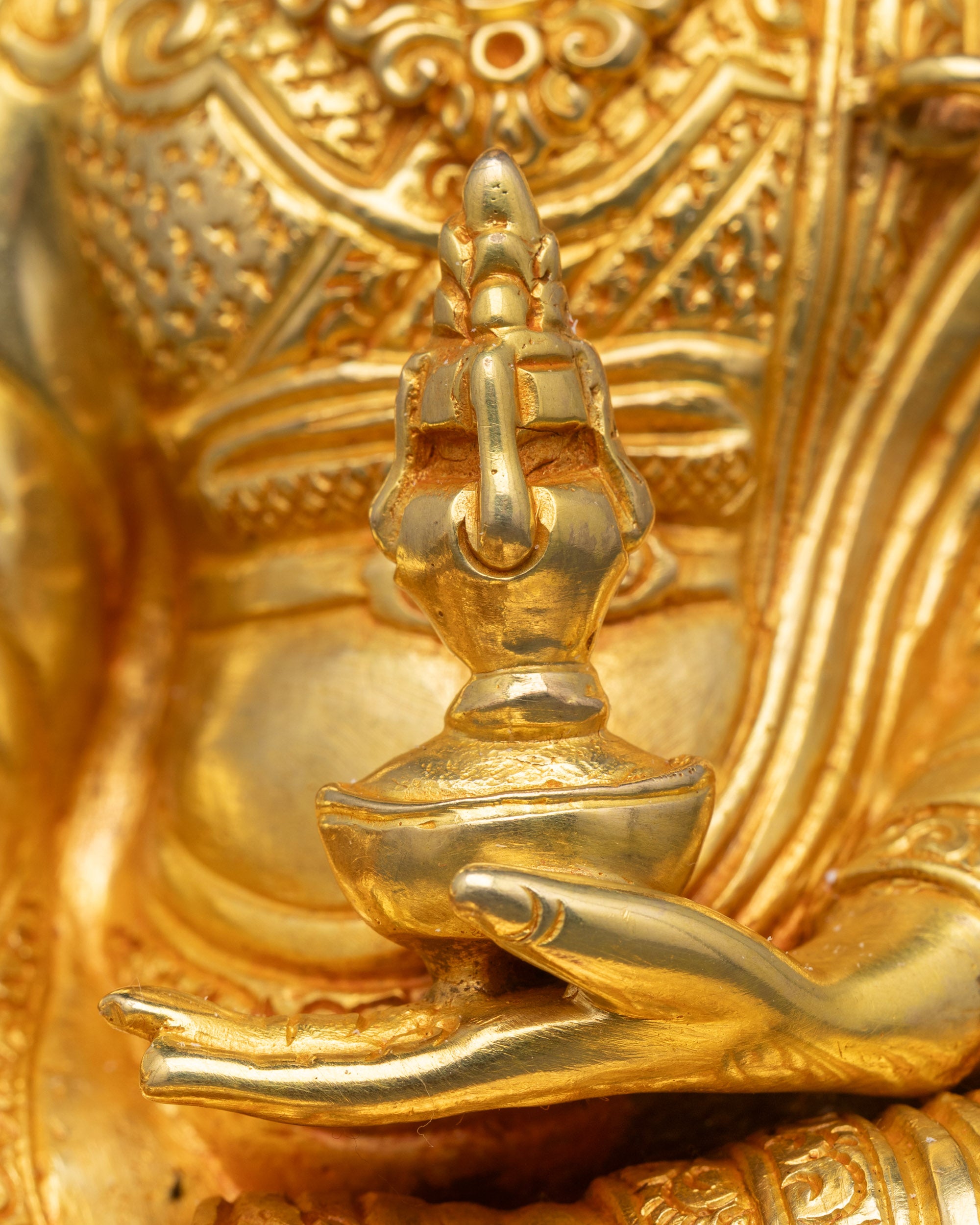 Gold Fire-Gilded Guru Padmasambhava Statue | Tibetan Buddhist Idol