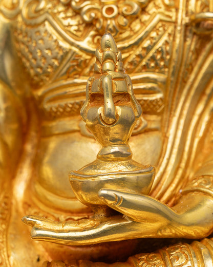 Gold Fire-Gilded Guru Padmasambhava Statue | Tibetan Buddhist Idol