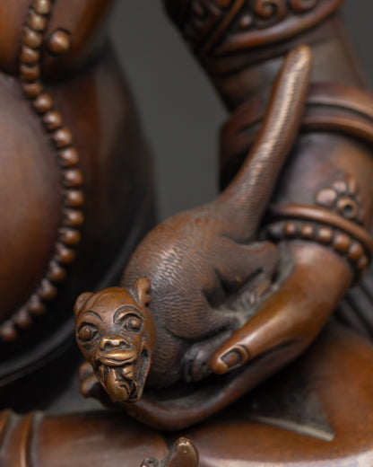 Dzambhala Statue | Chemically Oxidized Copper Buddhist Deity from Nepal