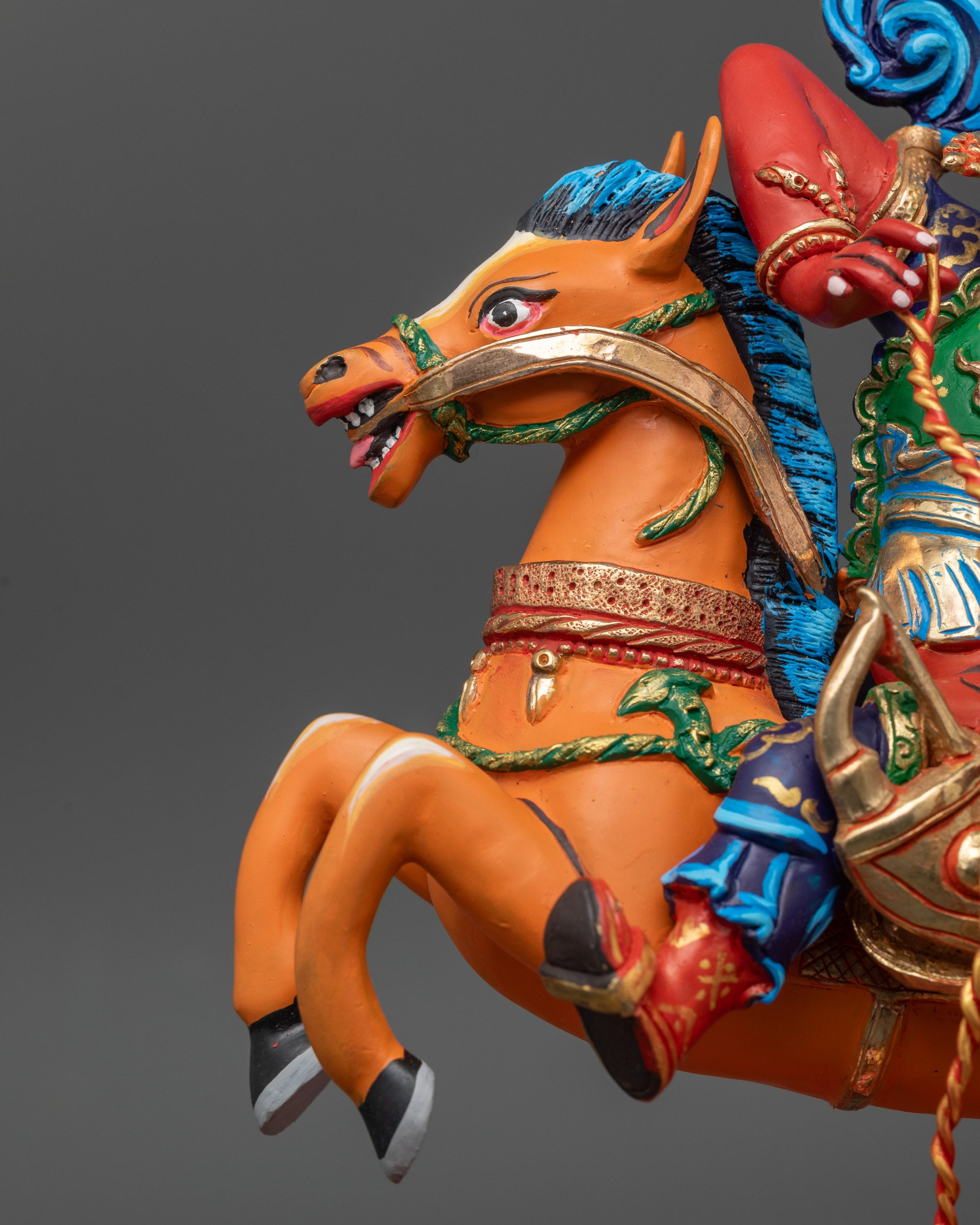 Colored Tsengo Rolpa Chudan Statue | Himalayan Protector Sculpture