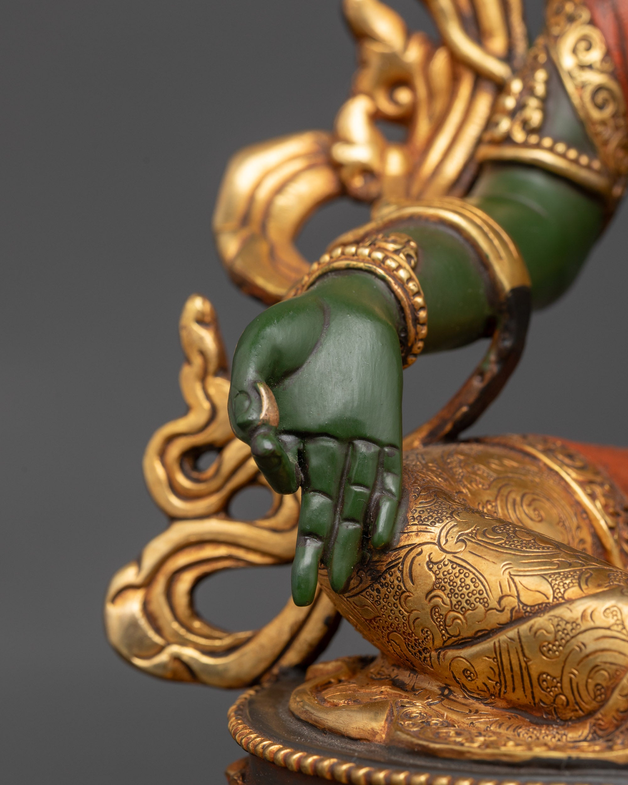 Vibrant Meditative Green Tara Sculpture | Meditation and Spiritual Decor