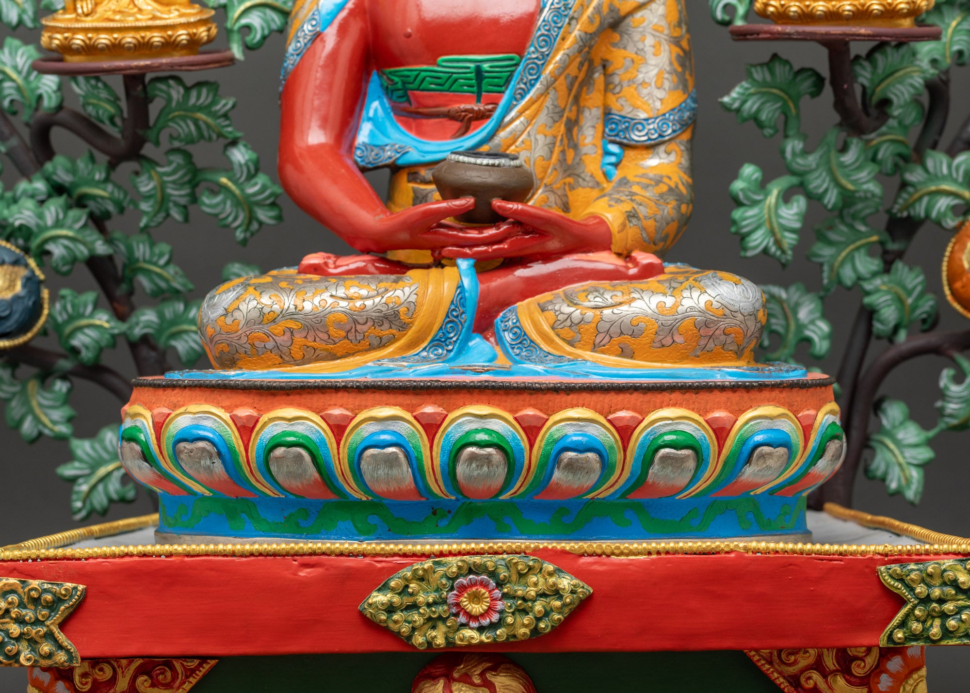 Amitabha Buddha and Five Dhyani Buddhas | Sacred Bodhi Tree Sculpture