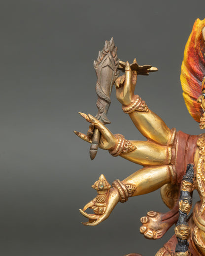 Six Armed Mahakala Statue - Sacred Himalayan Protector Art
