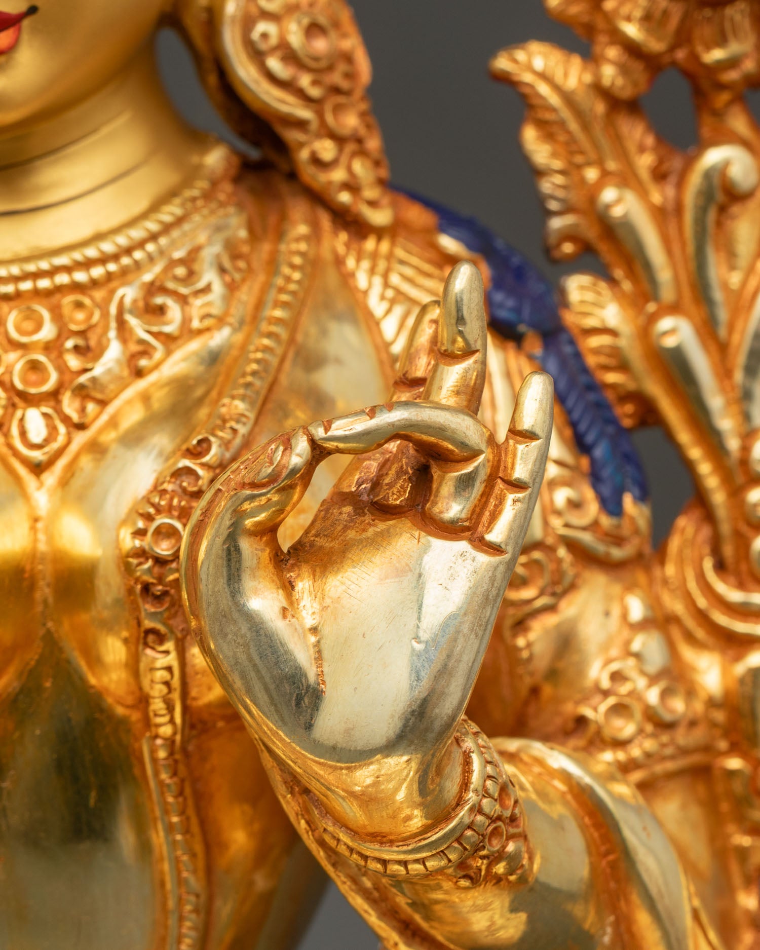 Green Tara Statue | 24K Gold Gilded Buddhist Art