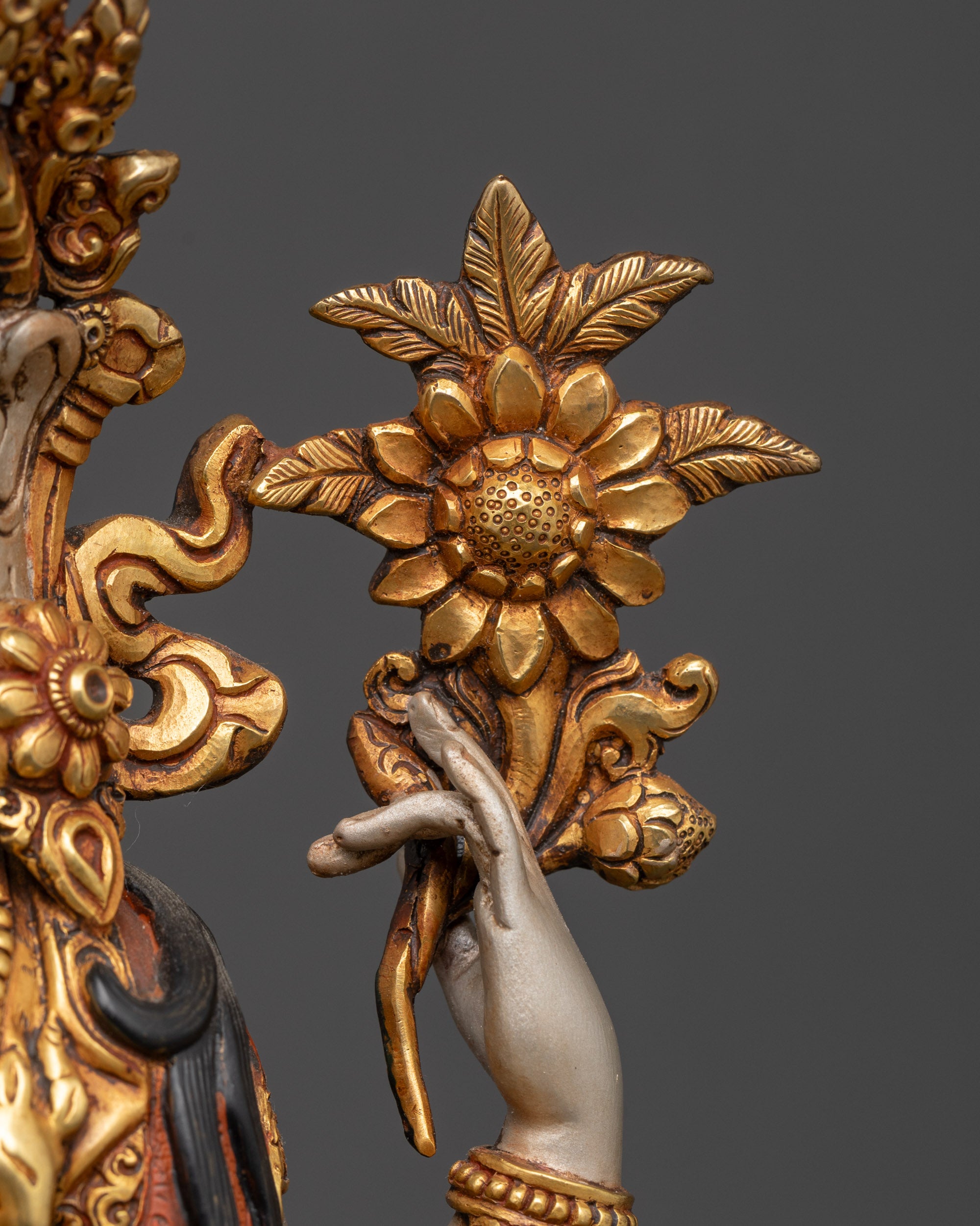 Tibetan Four-armed Chenrezig Statue | Premium Acrylic Colored Sculpture