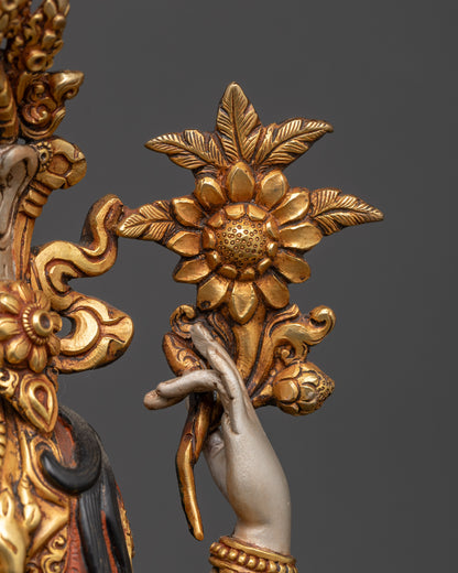 Tibetan Four-armed Chenrezig Statue | Premium Acrylic Colored Sculpture