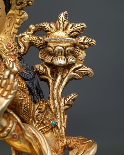 Manjushri Statue in Gold Finish | Authentic Buddhist Art from Nepal