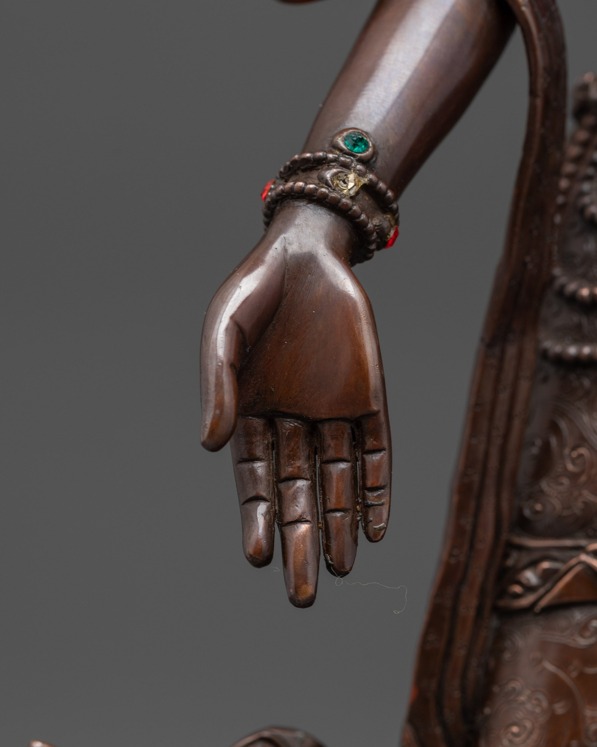 Standing Chenrezig Statue | Dark Oxidized Copper Buddhist Sculpture