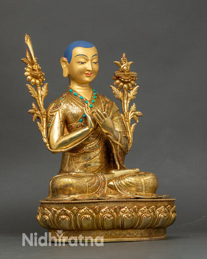Buddhist Master Tsongkhapa - Handmade Statue Set from Nepal