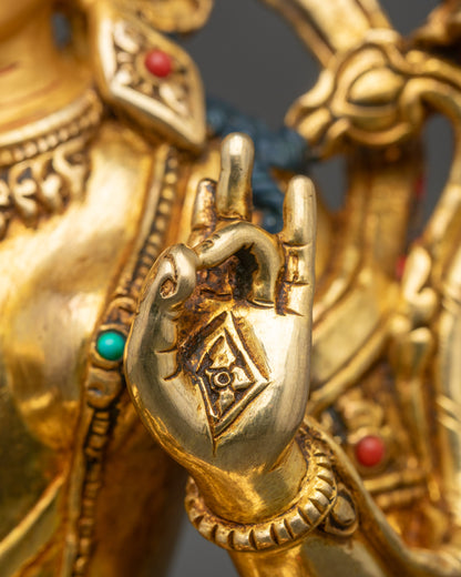 Goddess Green Tara - Nepalese Artisan Copper Sculpture