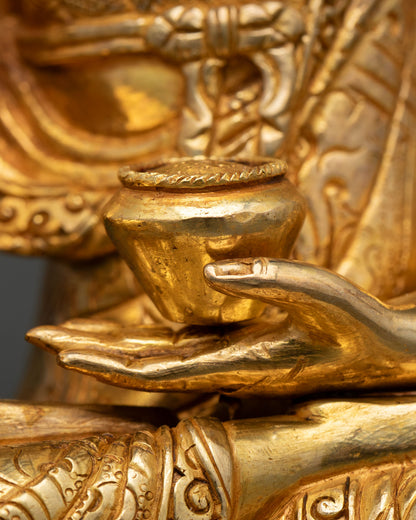 Shakyamuni Buddha Statue for Altar | 24K Gold Fire-Gilded Sculpture