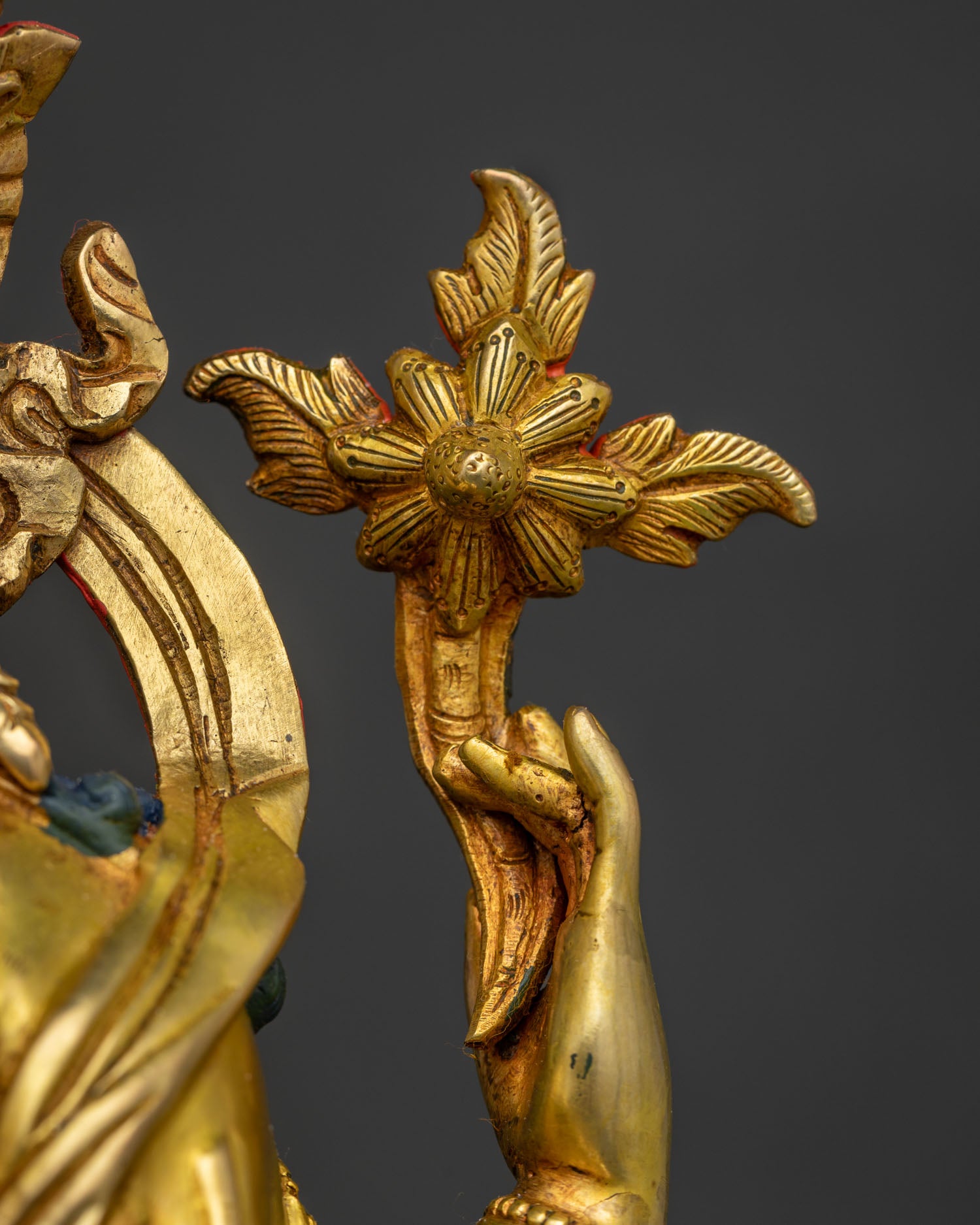 Four-armed Chenrezig Statue – 24K Gold Fire-Gilded Buddhist Sculpture
