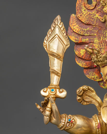 Handmade Four-Armed Mahakala Statue | Wrathful Guardian of Dharma