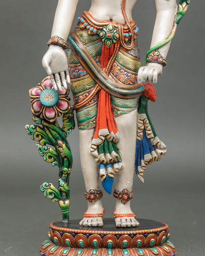 Standing Chenrezig Statue | Colorful Nepali Buddhist Art