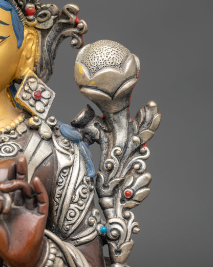 Green Tara Statue | Gold-Painted face Buddhist Deity for Devotion