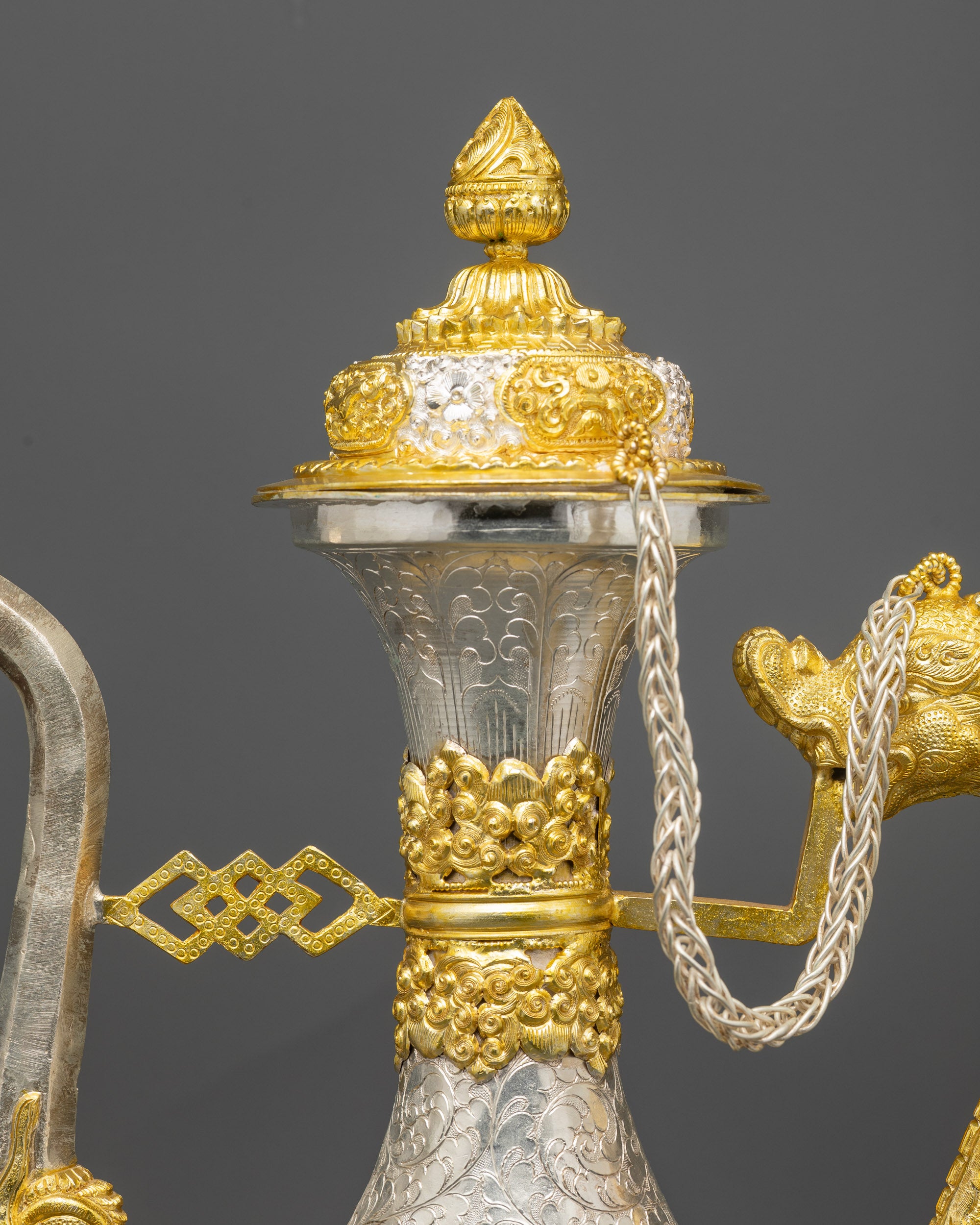 Tea pot with Dragon Handle | Tibetan Ritual Pot for Buddhist Ceremonies