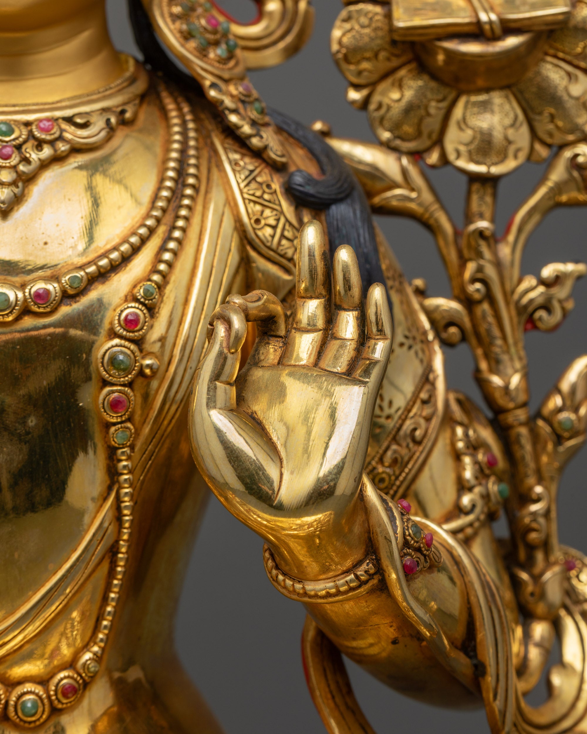 Spiritual Manjushri Statue | Nepalese Embodiment of Wisdom Sculpture