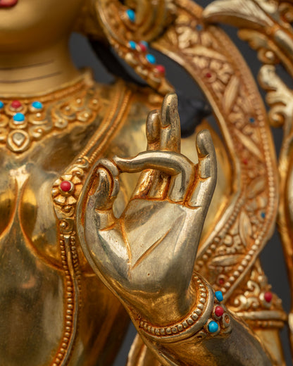 Buddhist Green Tara Statue — Traditional Nepalese Artistry