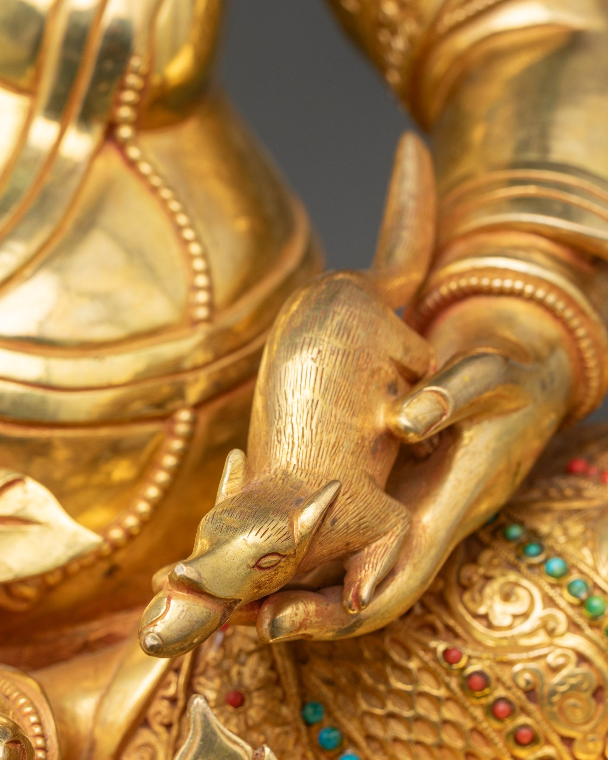 Golden Dzambhala Statue for Prosperity | Nepalese Ritual Artwork