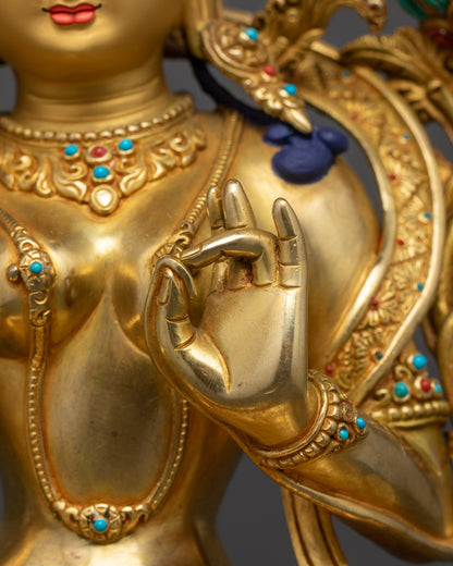 Authentic Nepalese Green Tara Sculpture | Lost-Wax Casted Artistry