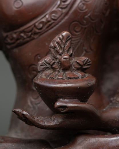 Medicine Buddha Figure | Oxidized Copper Buddhist Statue