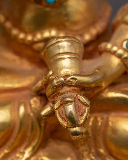 Tibetan Dorje Sempa Sculpture | 24K Gold-Gilded Copper Altar Figurine