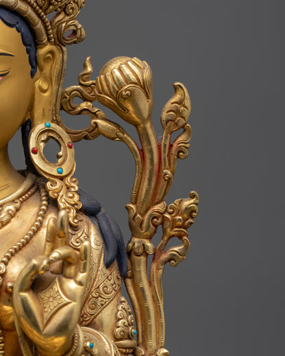 Tibetan Buddhist Goddess Green Tara Statue | Traditional Lost-Wax Craft