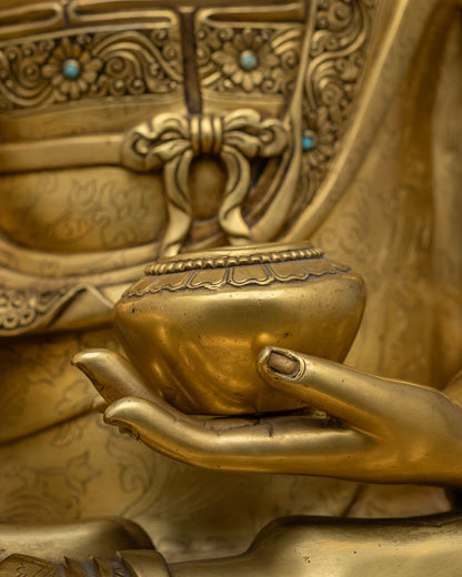 Buddha Shakyamuni Statue | Fully Gold Fire-Gilded Copper Sculpture