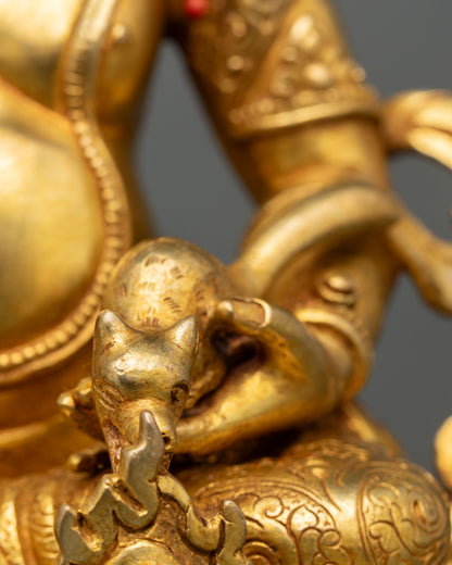 Dzambhala Statue - 24K Gold Gilded Copper Artwork