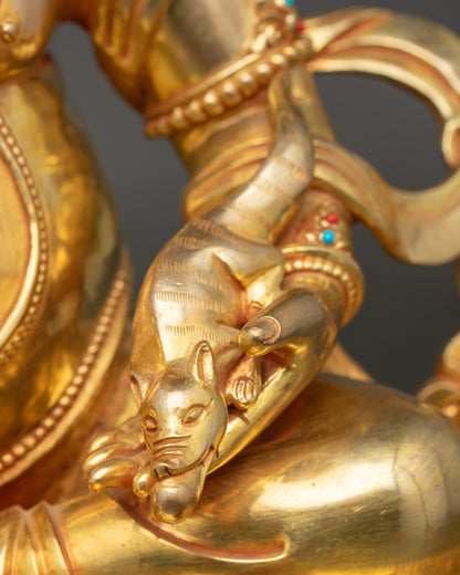 Dzambhala Ritual Statue | 24K Gold Fire-Gilded Nepalese Buddhist Art